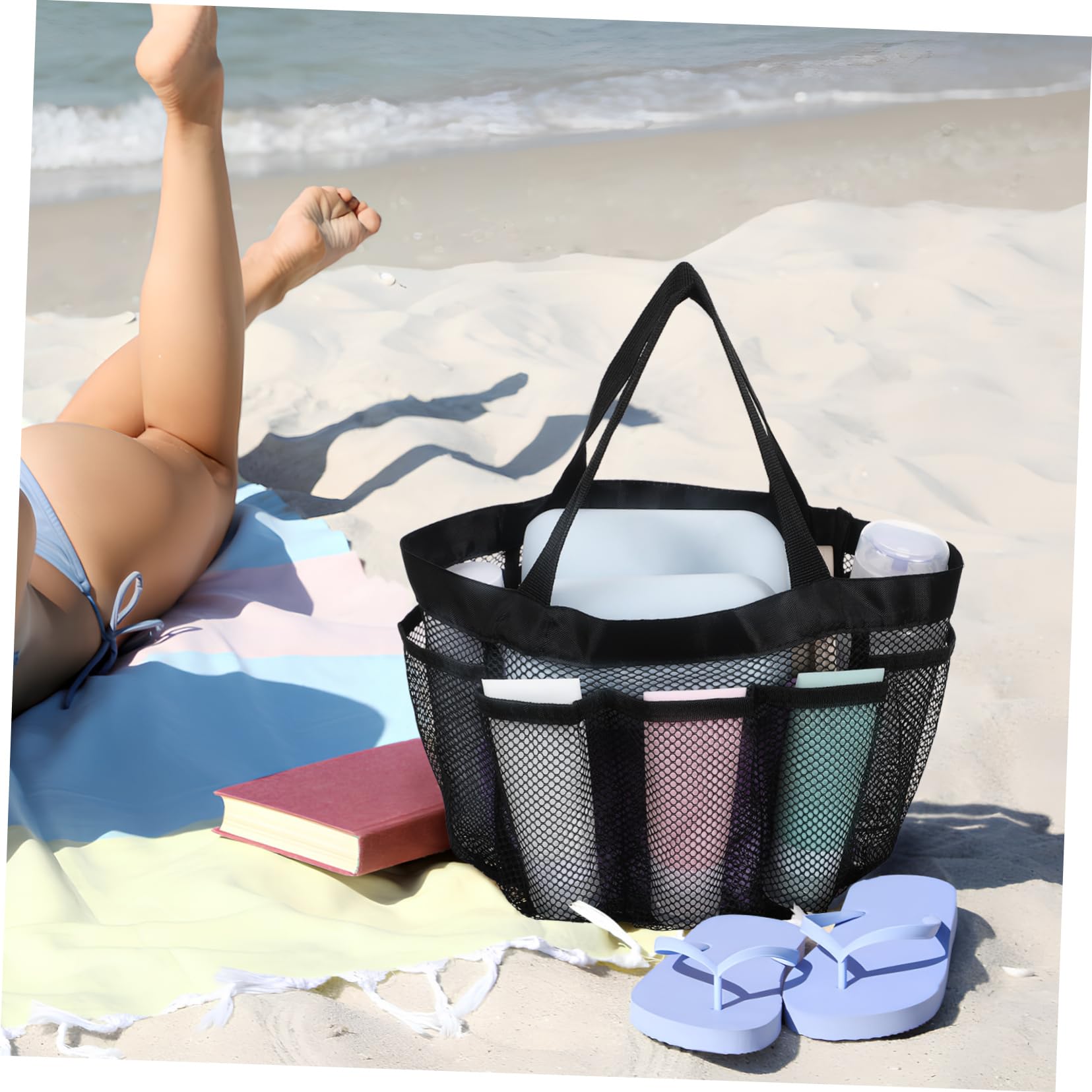 GALPADA Borsa da Spiaggia in Rete 3pezzi in Nailon, Capiente e Portatile | Festa Estiva, Accessori per Vacanze al Mare e Outdoor, Tracolla Comoda e Uso Leggero