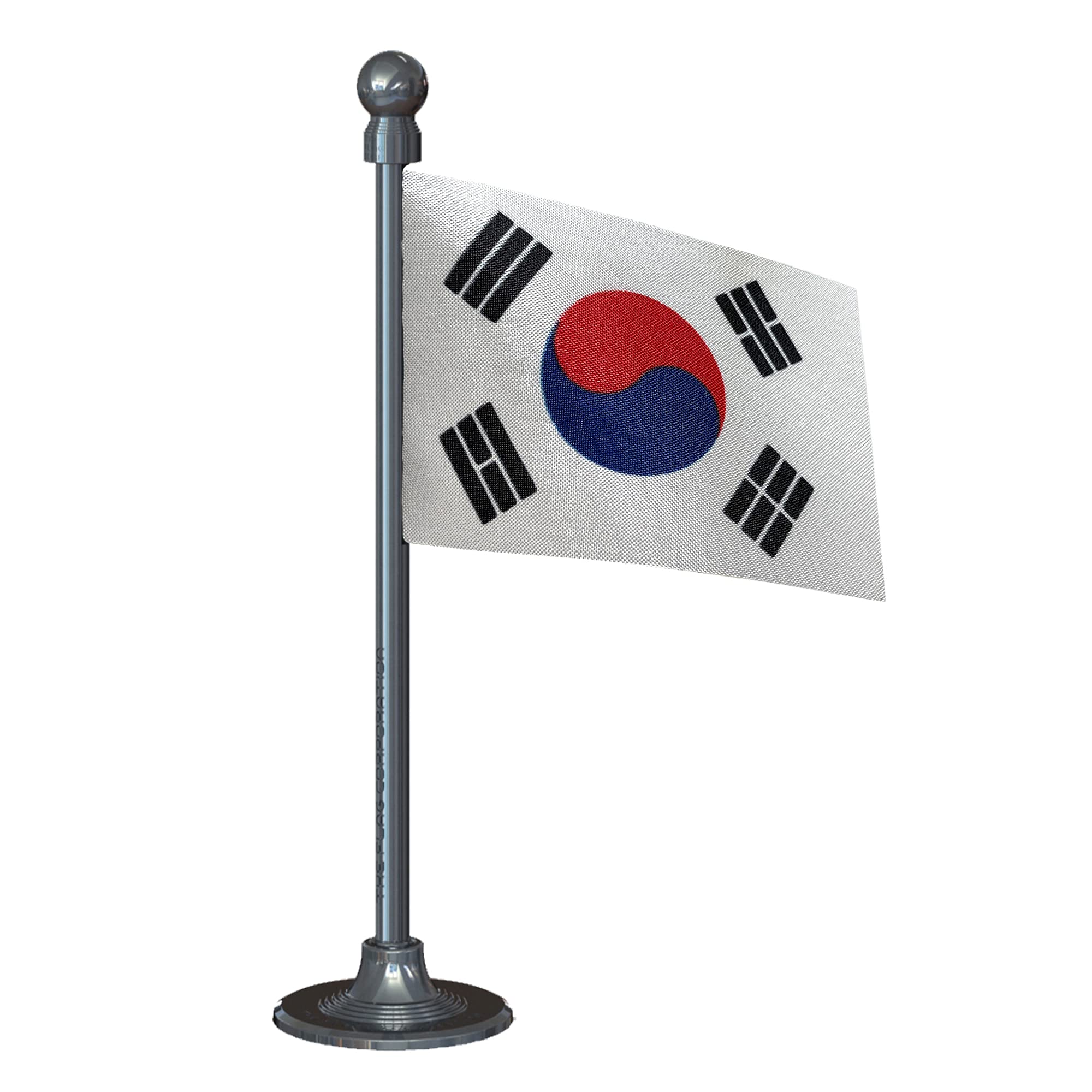 The Flag Corporation South Korea Car Dashboard Flag 2in x 3in with A Stainless Steel Gunmetal Black Base