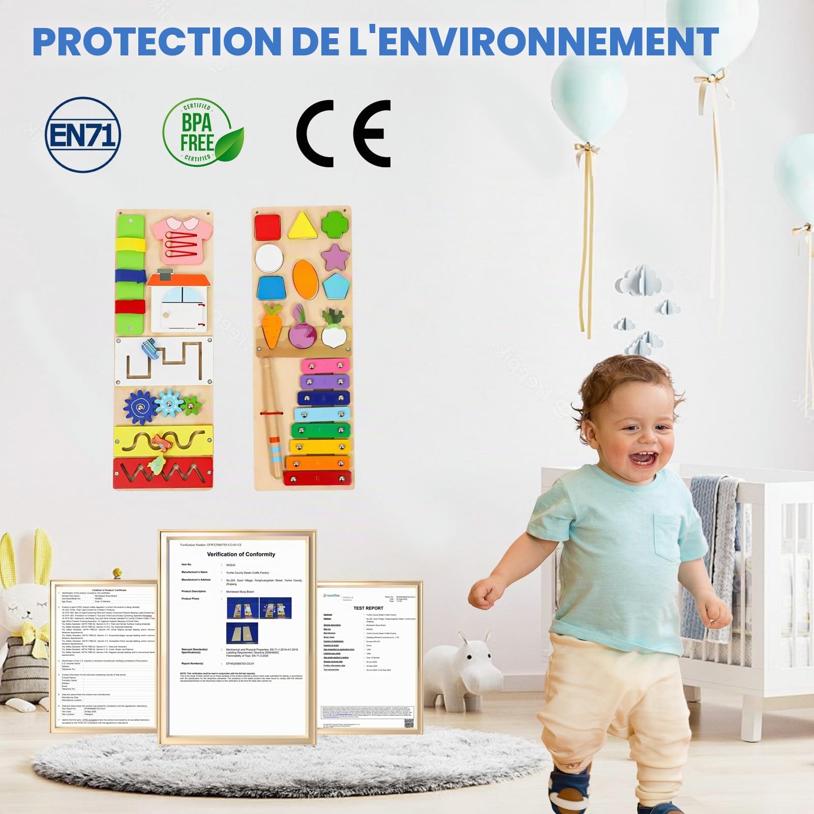 LZDMY Busy Board Montessori Âge 1 2 3 Ans, 2 en 1 Planche Activité Montessori, Tableau Activité Jeux Educatif, Jouet d'Éveil en Bois Sensoriel Parcours pour Bébé, Idéal Cadeau pour Garçons Filles