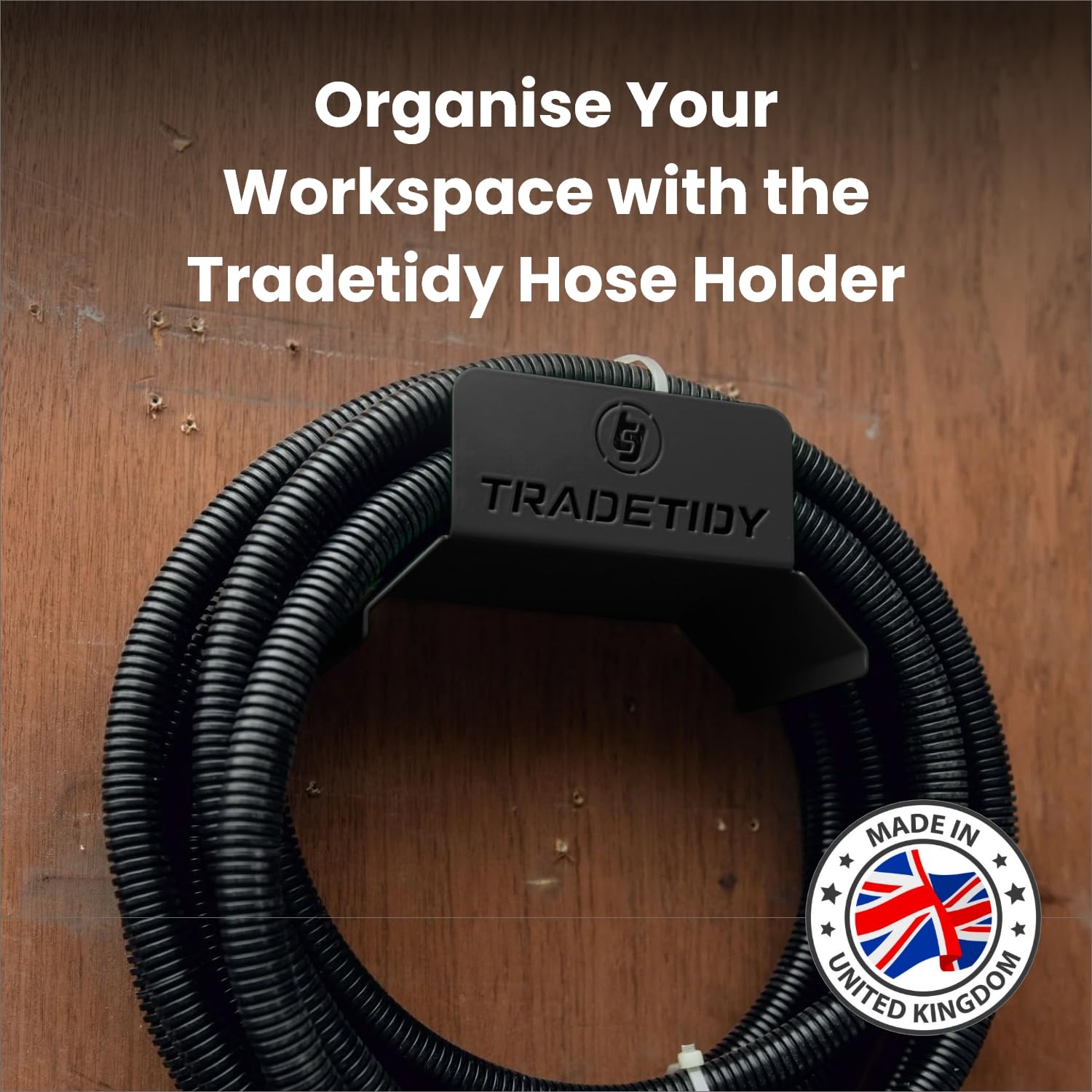 Tradetidy Supporto per tubo, organizer essenziale per aspirapolvere, tubi dell'aria, cavi elettrici e altro ancora, finitura resistente, struttura robusta in acciaio, apertura larga 9,9 cm, nero