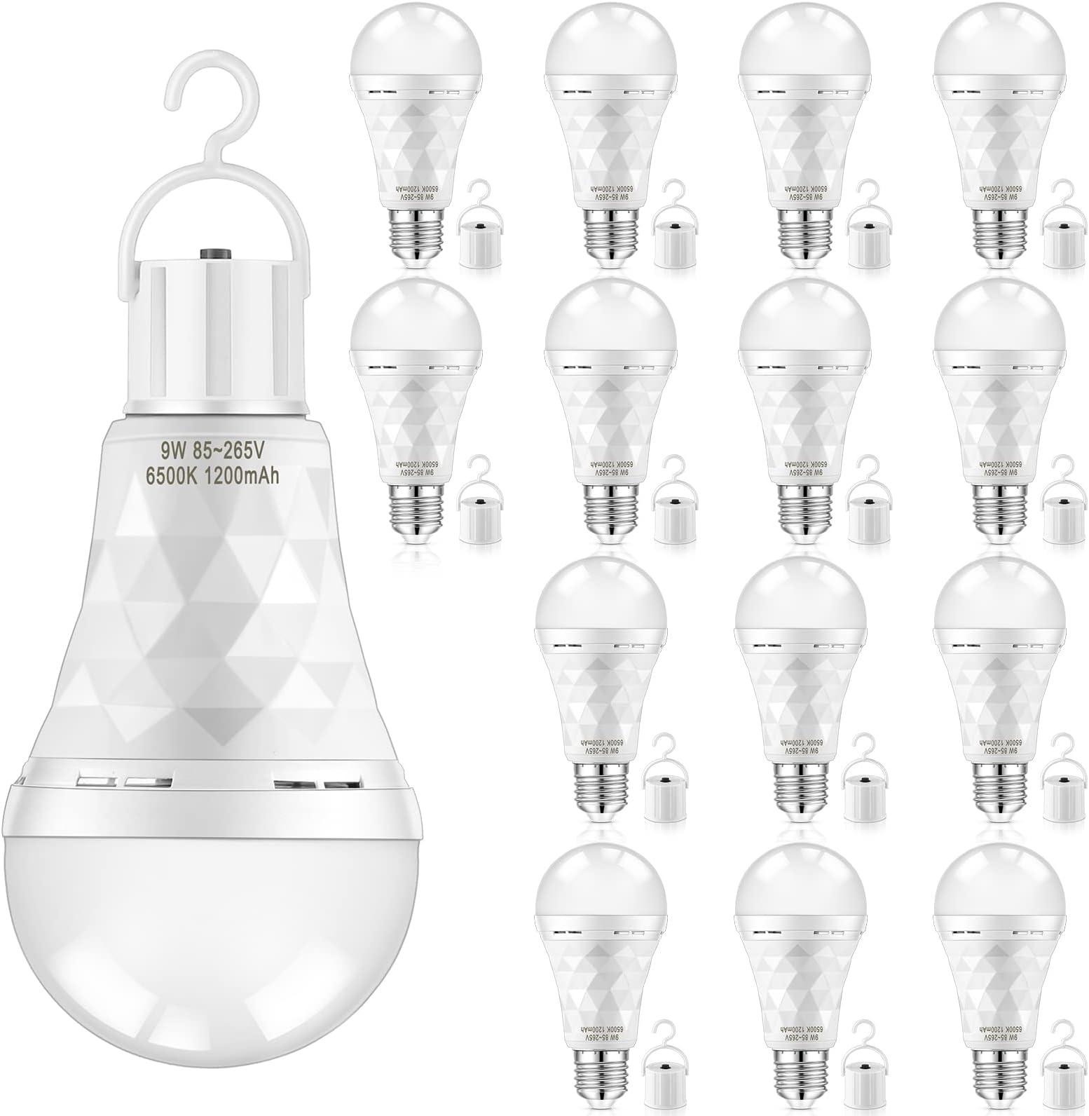 Mudder 15 Pcs Rechargeable LED Light Bulb Emergency Light Bulb for Home