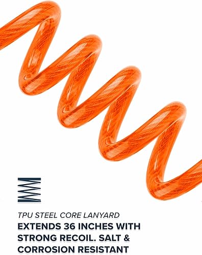 Miniatura 5 de Rogue Endeavor Clip de pescado, grande, construcción inoxidable, cordón de núcleo de acero de liberación rápida de 36 pulgadas, diseñado para pesca