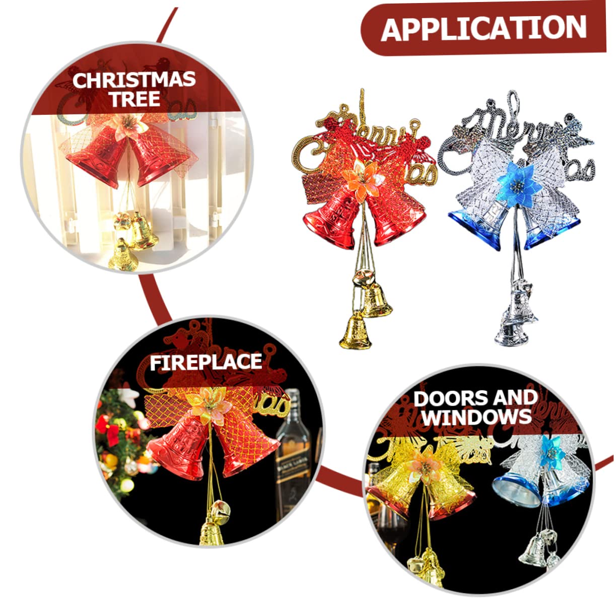 PRETYZOOM Set of 2 Christmas Bells Decorative Tree Ornaments Xmas Tree Hanging Bells