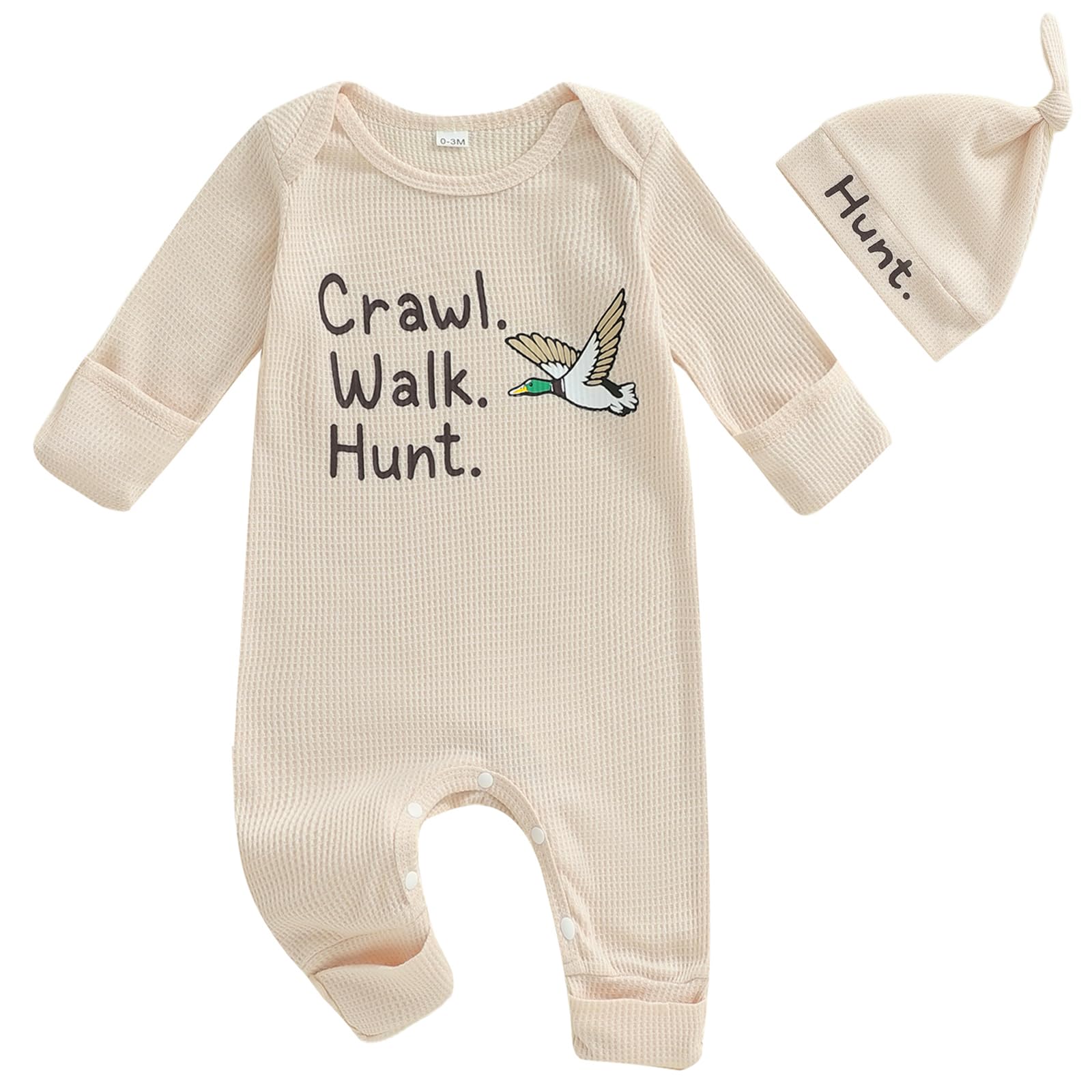 SAYOO Infant Baby Boy Girl Mallard Duck Waffle Romper