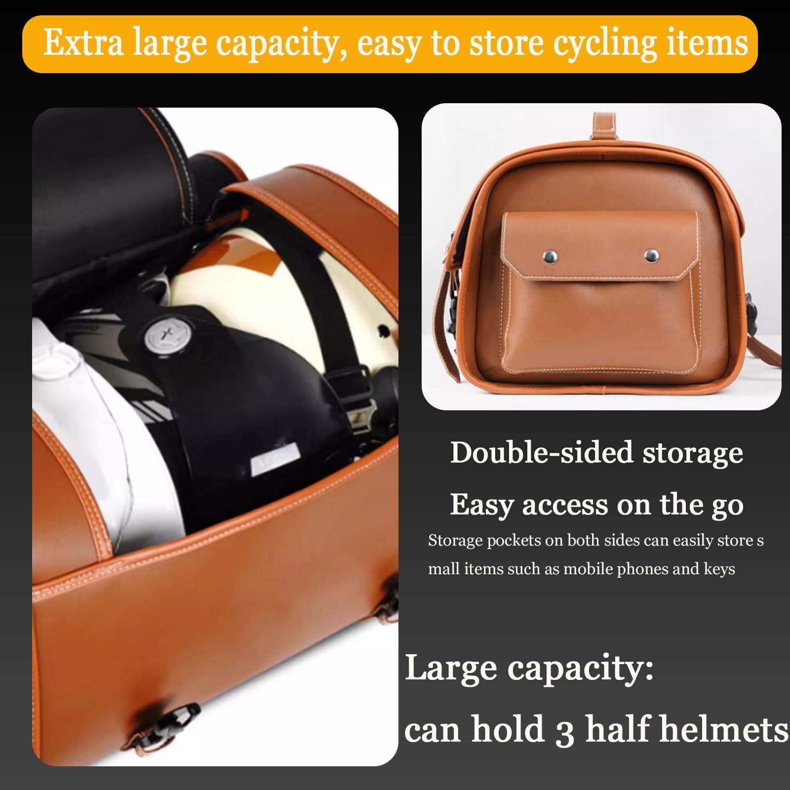 Borsa per sella moto in pelle impermeabile per Triumph Bonneville T100 Street Bike - Nero