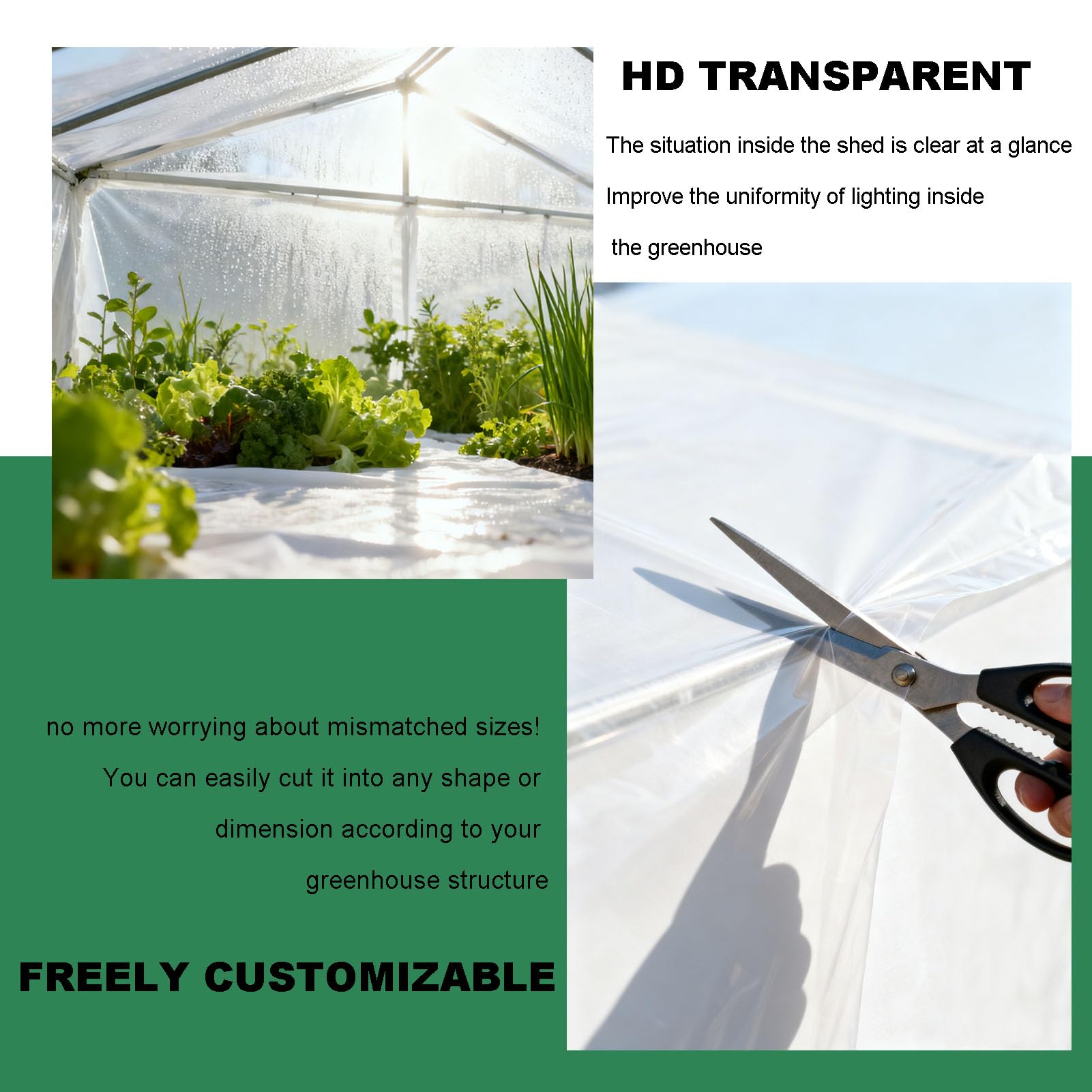 Lámina de Polietileno para Invernadero, Transparente Plástico para Jardín y Huerto, Extra Gruesa Resistente Lámina de plástico Protección para Plantas(Size:5x20m)