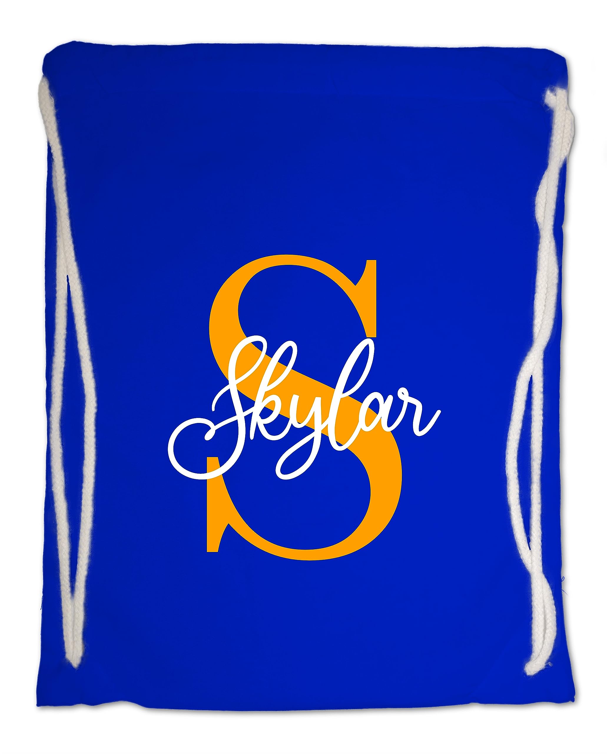 Personalised Drawstring Bag. PE, Gym, Swimming Bag for Boys and Girls. Nursery, School. Initial and Name. Various Colours (Royal Blue)