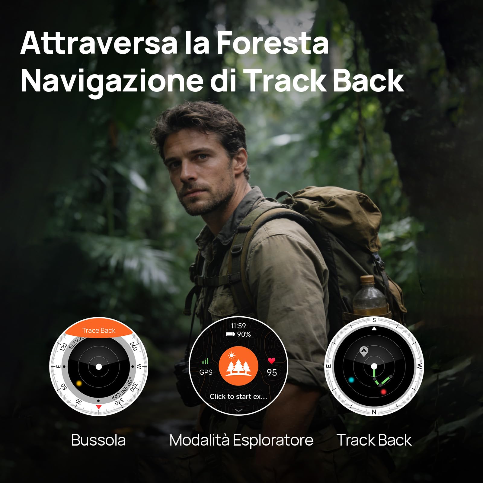 Mibro GS Explorer S Full Ti 48mm Smartwatch Outdoor con 1.32" AMOLED,Mappe Offline,Full Titanio,GPS Dual Band,10 ATM e 150+ Orologio Sportivo,20 Giorni Autonomia,Per iOS e Android