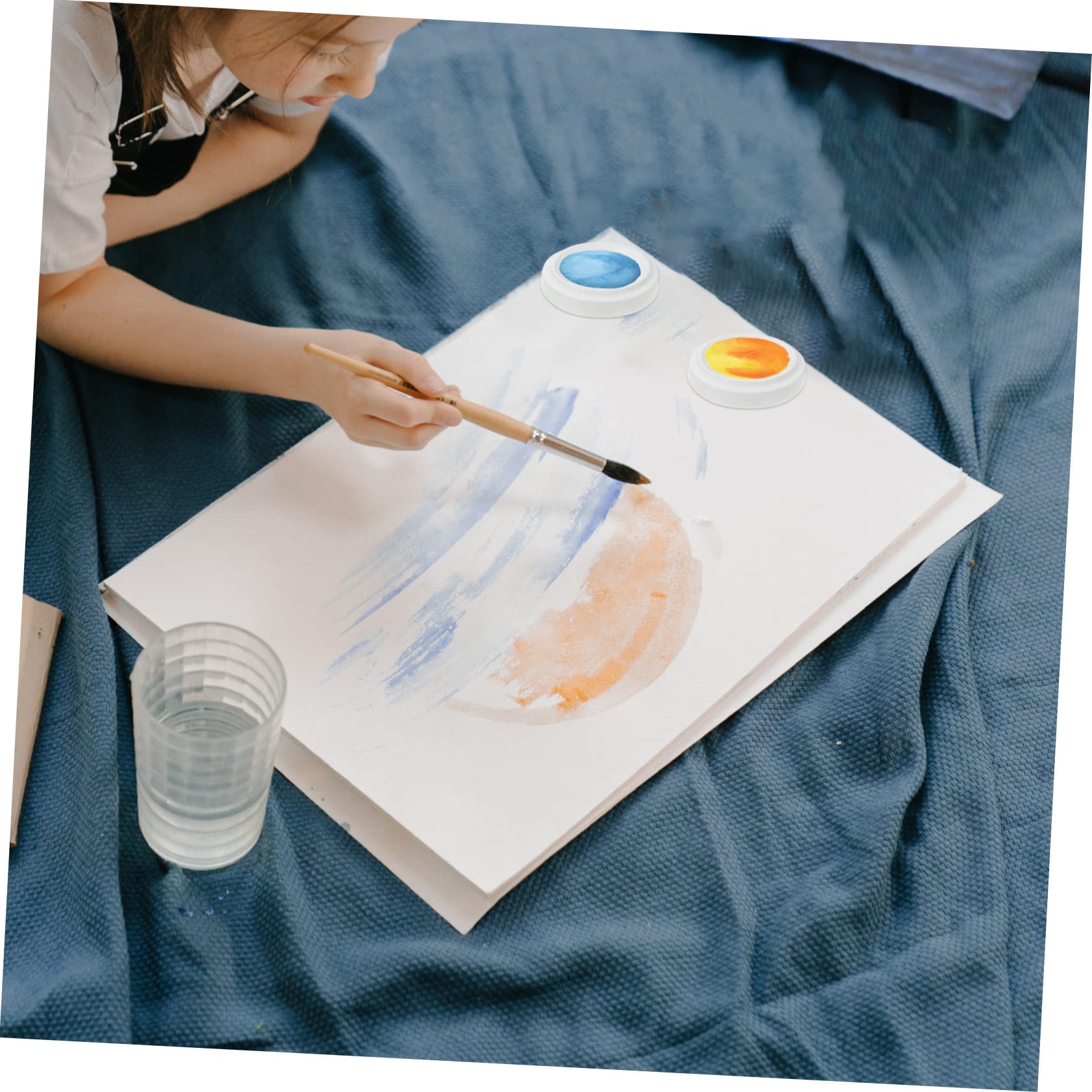 SHINEOFI Tavolozza in Ceramica Bianca a Strati con Coperchio, Superficie Liscia per Mescolare Colori, Facile da Pulire per Pittura e Calligrafia