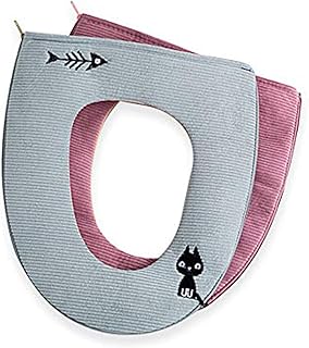 Dee Banna Lot de 2 housses de siège de WC universelles avec fermeture éclair - En cuir antibactérien - Avec boucle de suspension - Douces et chaudes - Lavables - Bleu et rouge foncé