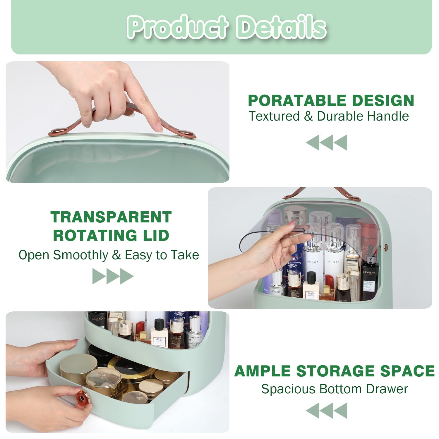 Haturi Makeup Organizer, Skincare Organizers with Lipstick Organizer