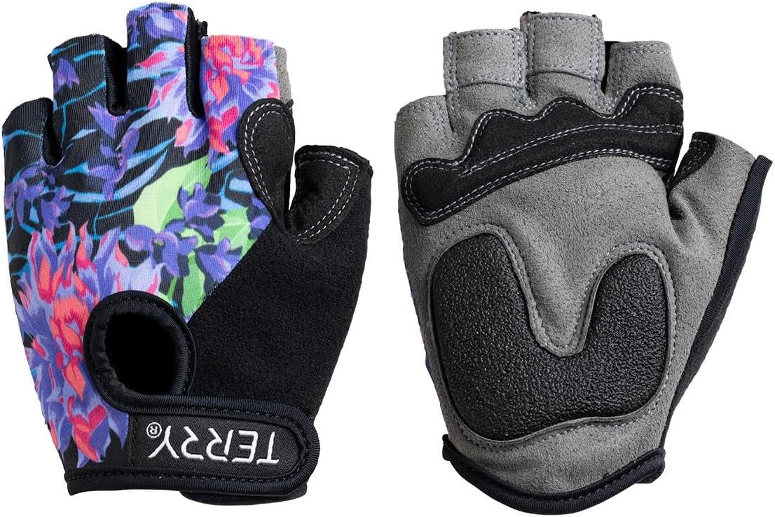 Terry Cycling Gloves for Women, T-Gloves LTD Prints, Ladies Cycling Gloves Half Finger Gel Padded Mountain Bike Glove