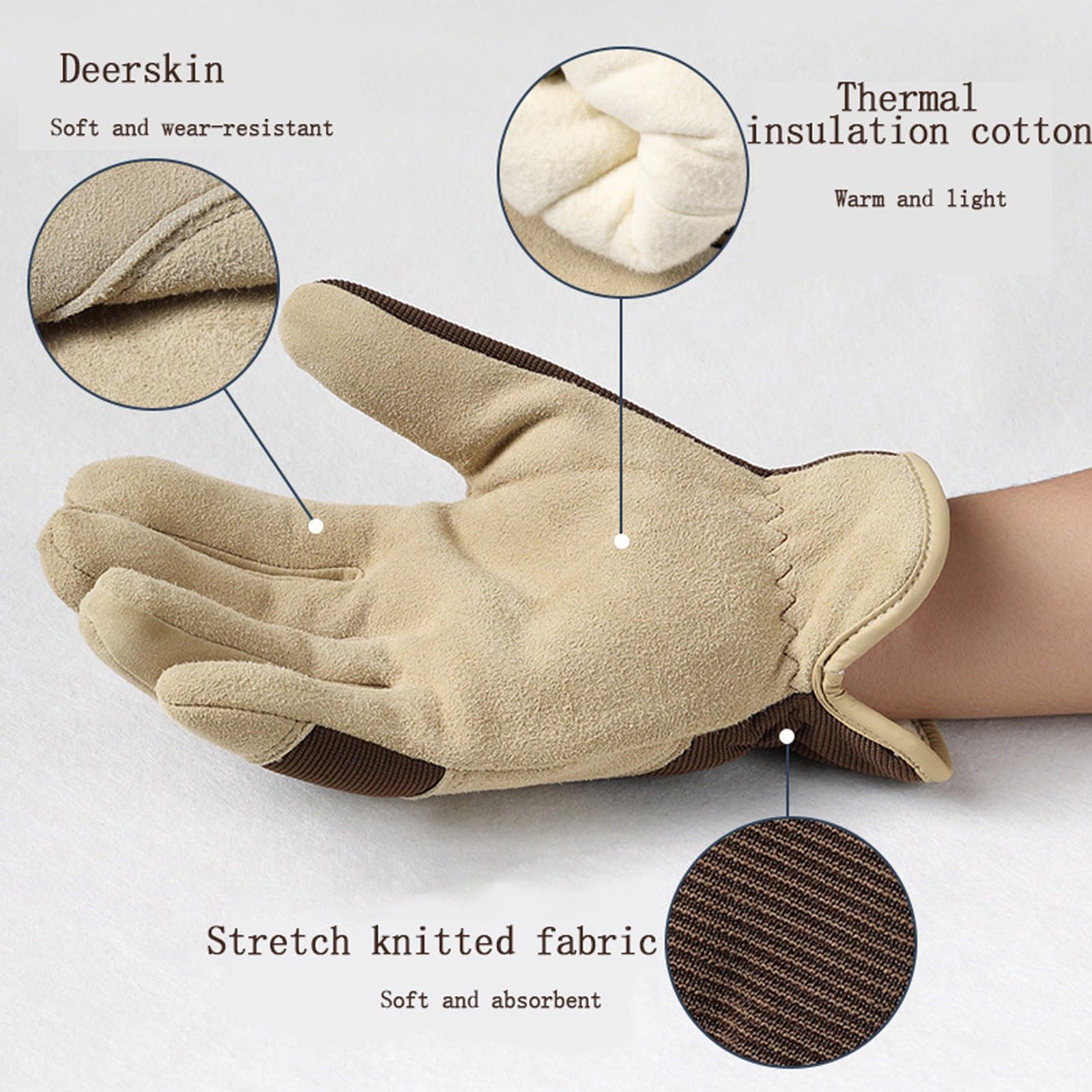 Guantes de algodón cálidos para Invierno, Antideslizantes, Resistentes al Desgaste, Resistentes al frío, para Esquiar, Senderismo, Conducir, Correr al Aire Libre, Gruesos y cálidos