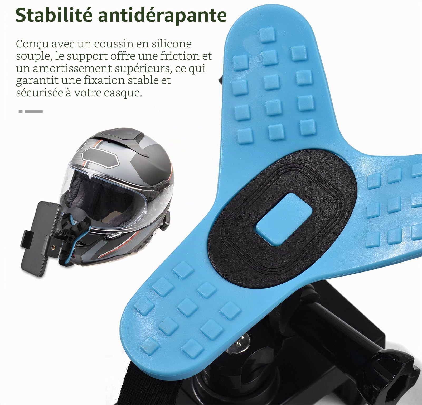 Support de caméra de casque pour caméra d'action avec adaptateur et clip pour téléphone portable compatible avec Osmo/AKASO