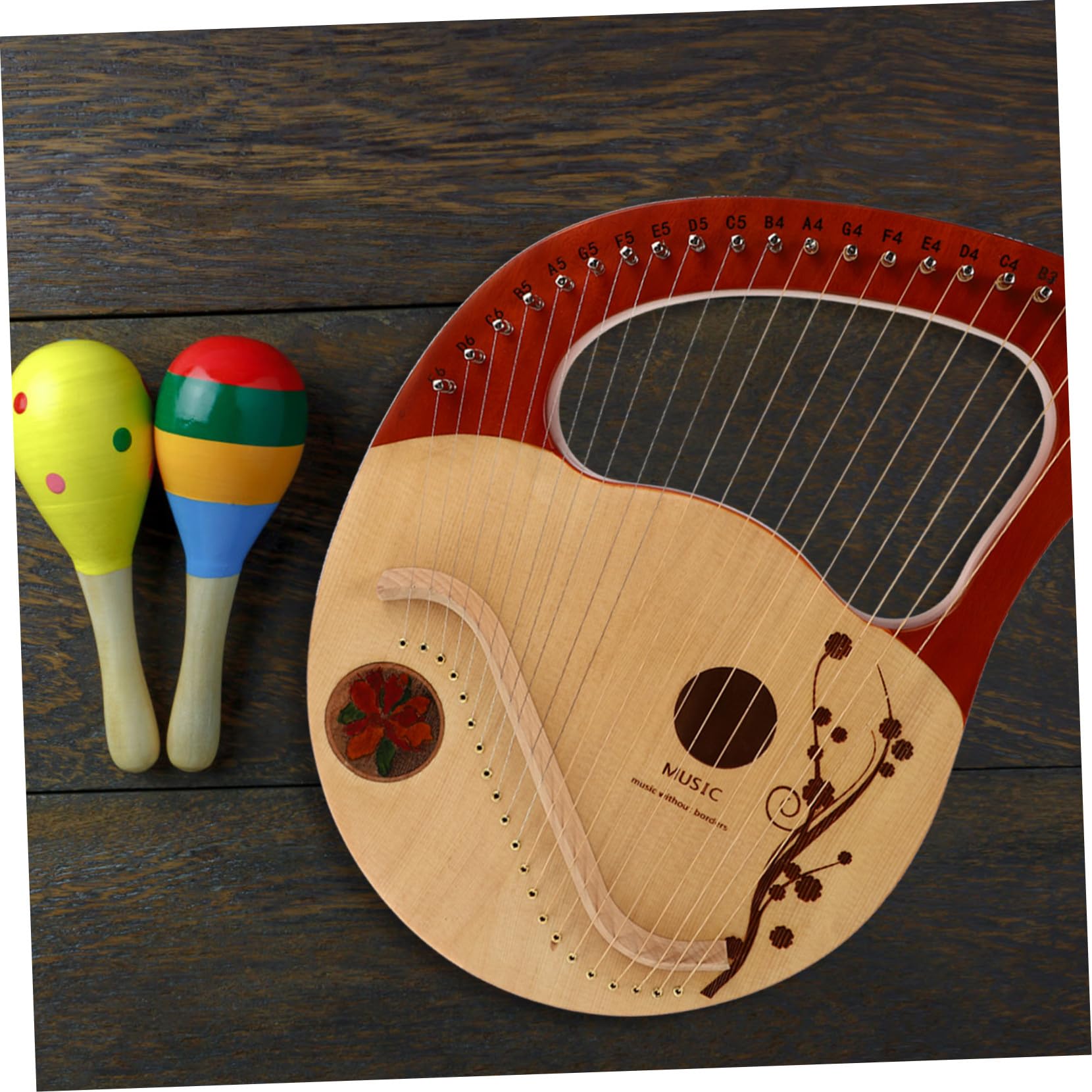 21-saitige Massivholz Harfe im Antiken Stil mit Stabilem Klang und Glatter Oberfläche Tragbares Musikinstrument für Kinder Inklusive Stimmwerkzeug und Saitenersatz