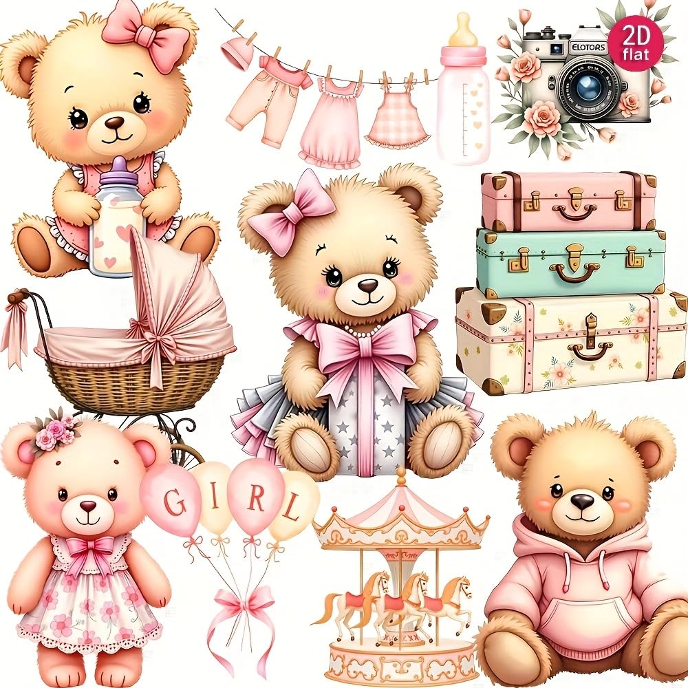 A Pack of Teddy Bear and Cute Stickers for Creative Stickers, Perfect for Scrapbooking, Journals, Notebooks, Photo Albums, Stationery, and School Craft Projects-image-15