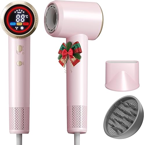 Miniatura 1 de Secador de pelo profesional con difusor, secador de pelo de alta velocidad de 150,000 RPM para secado rápido y diseño de bajo ruido, iónico para