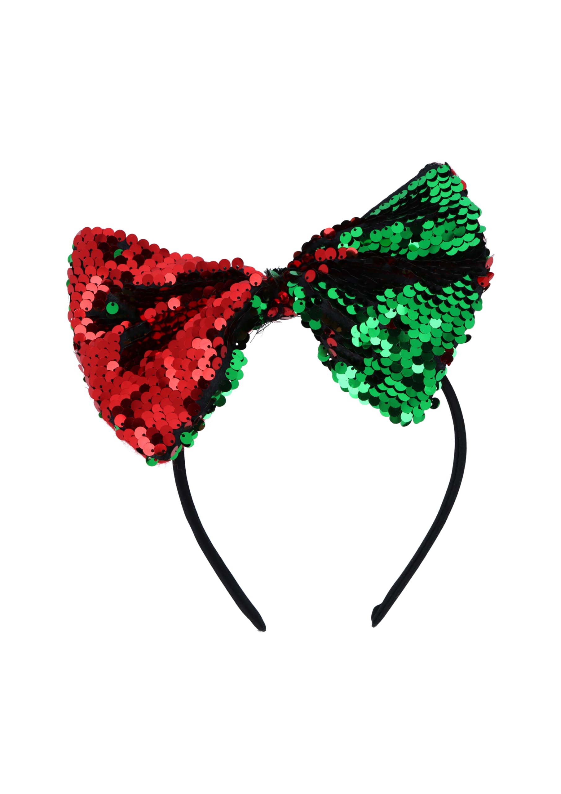 HENBRANDT 12 x Christmas Glitter Hair Bow with Reversible Sequins Red and Green Bow Headband Novelty Xmas Party Headwear Christmas Holiday Party Fancy Dress Accessories for Kids and Adults