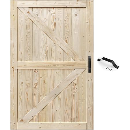S&Z TOPHAND® 60 in. x 84 in. Barn Door, 20-60in Unfinished British Brace Barn Door/Modern Style/Solid Wood/Sliding Door/Simple Assembly is Required (60 in)
