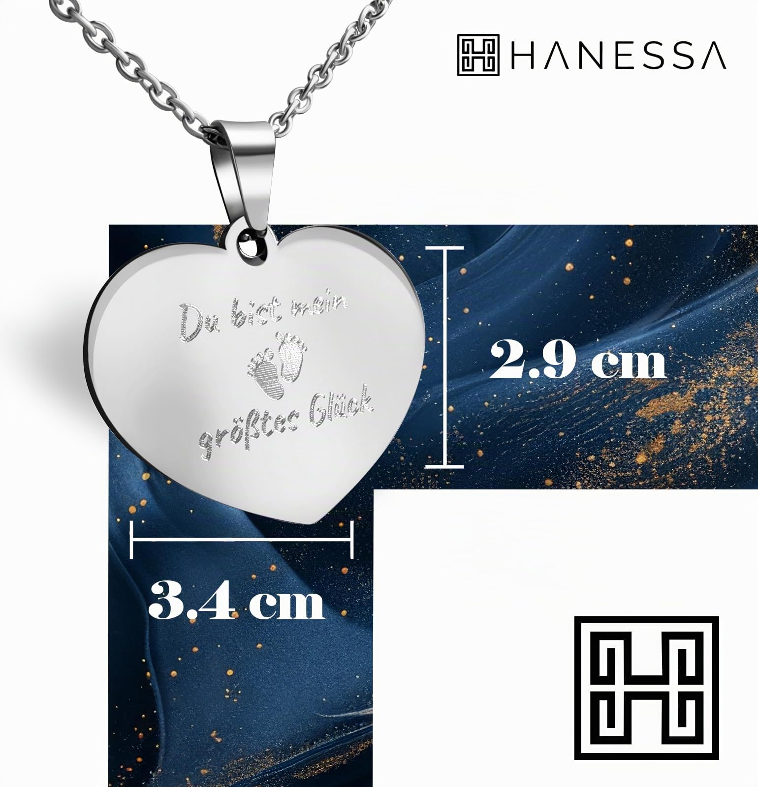 Personalisierte Kette mit Gravur Edelstahl 50 cm mit Anhänger Herz - Personalisierte Halskette für Frauen - Personalisierter Schmuck Damen Kettenanhänger