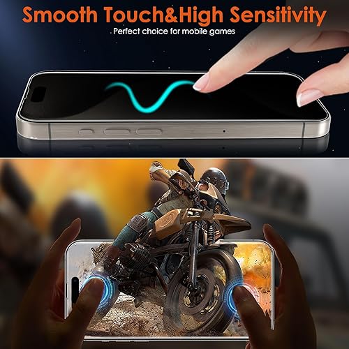 Miniatura 7 de 2+2 Protector de pantalla de privacidad para iPhone 15 Pro Max (no vidrio) con protector de lente de cámara de vidrio templado, anti-espía