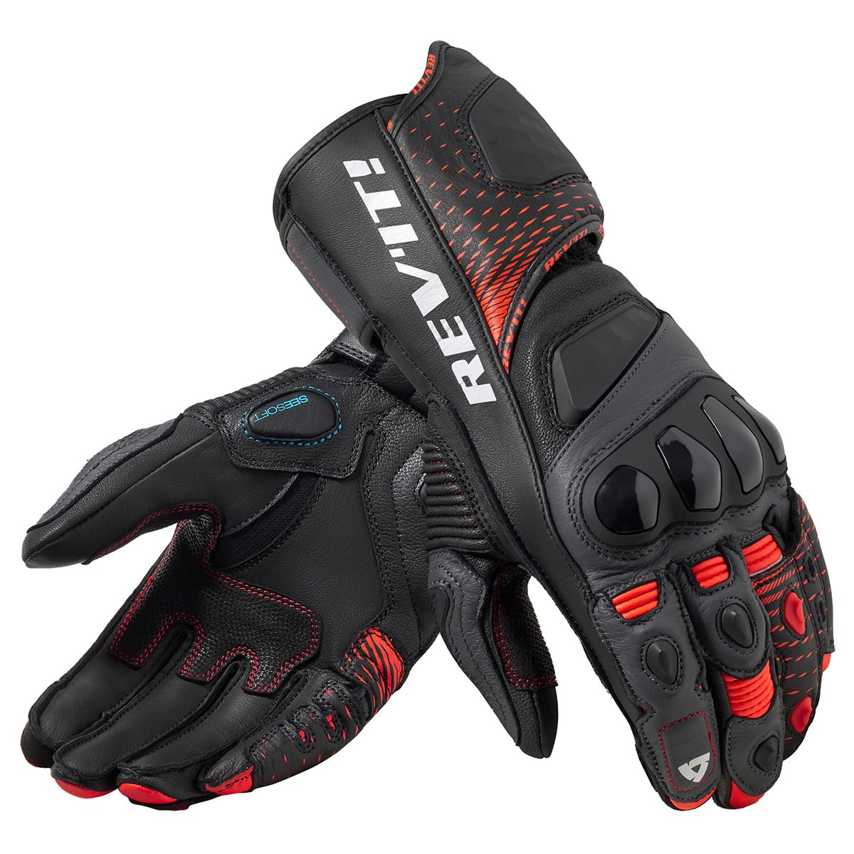 REVIT Mens Control Race Motorcycle Gloves Black Neon Red - X-Large