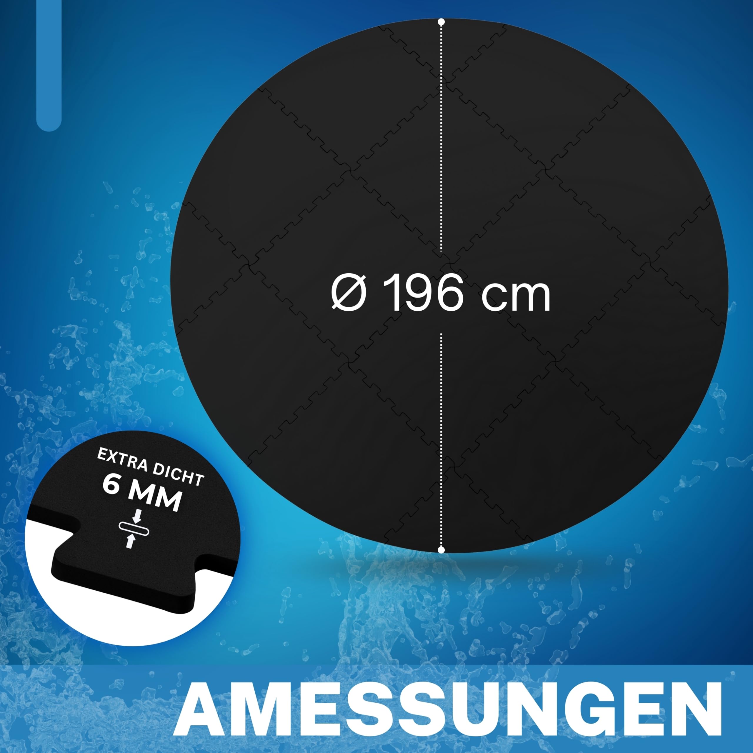 bonsport Whirlpool Unterlage rund 196cm - Poolunterlage Outdoor Pool Matte Bodenschutzmatte - Whirlpoolmatte Außenpool Isolation, schwarz