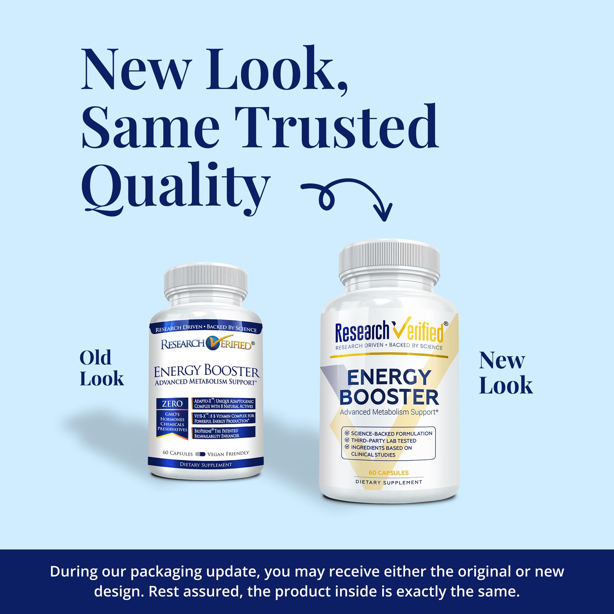 Research Verified Energy Booster - Natural Energy Support - 60 Capsules - Caffeine Free - B Vitamins and Adaptogens - 1 Month Supply — Amazon image 2