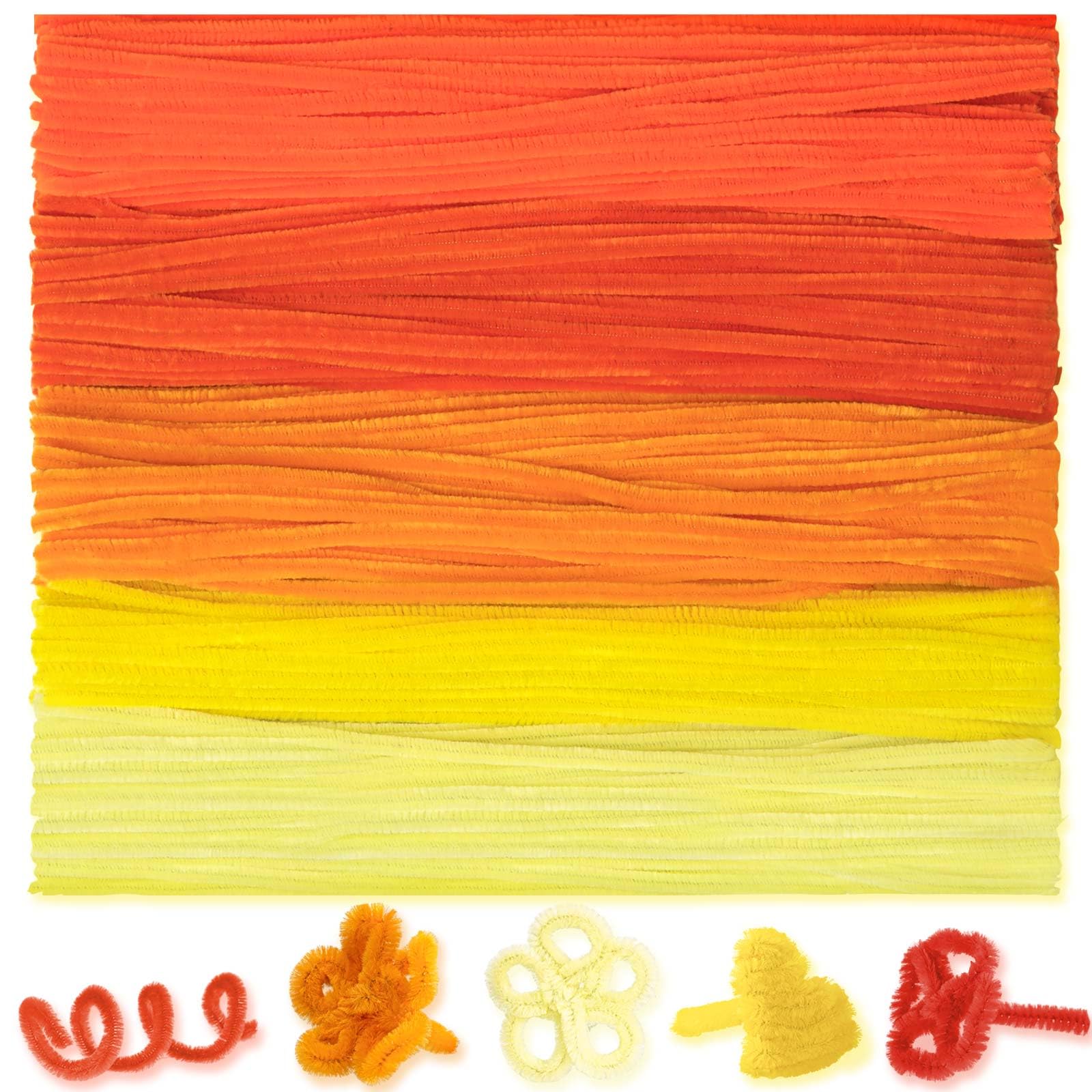 Peryiter 500pcs Pipe Cleaner Craft Pack, Orange, 12 Inch
