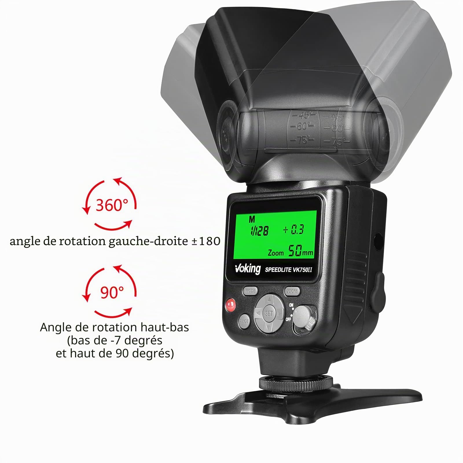 Flash TTL VK750II compatible avec les appareils photo Canon EOS 60D 70D 80D 6D 7D
