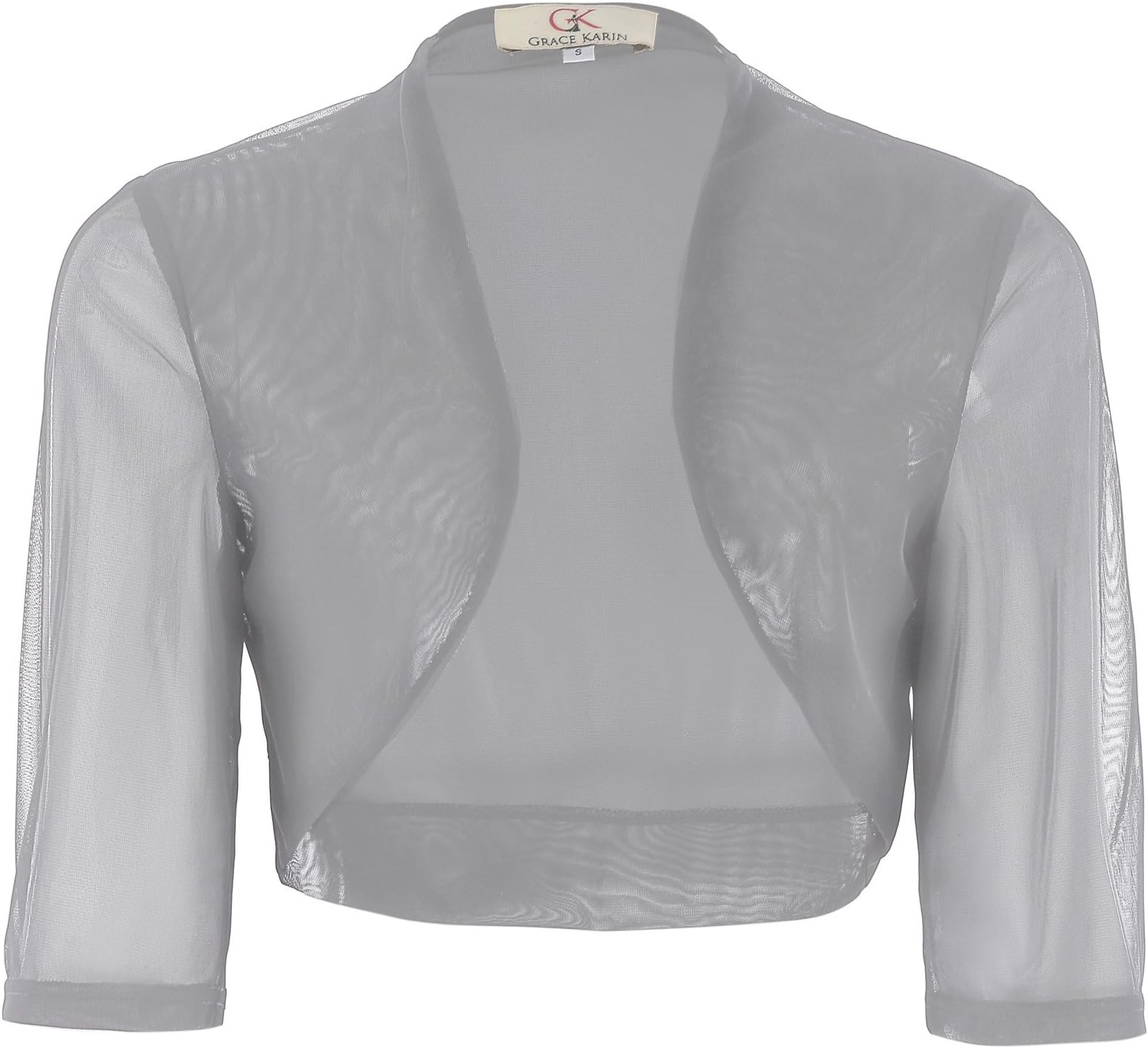 GRACE KARIN Half Sleeve Open Front Cropped Bolero Jacket Grey Size S CL026-3