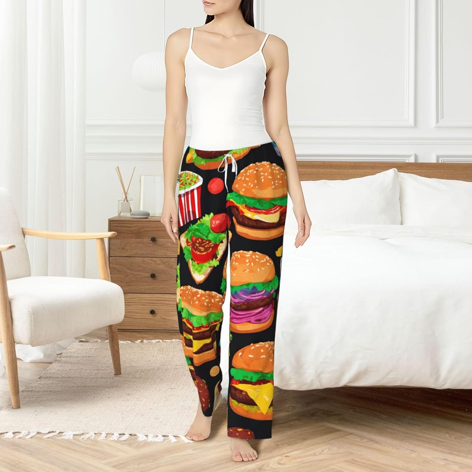 Food Pattern Funny Print Fashion Cozy Womens Flannel Pajama Pants,Perfect For Christmas And Everyday Wear
