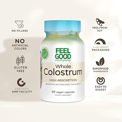 Miniatura 3 de FeelGood Superfoods Cápsulas de calostro bovino, de origen ético, 60 cápsulas - 0.07 oz diarios - Calostro procesado en las primeras 24 horas -