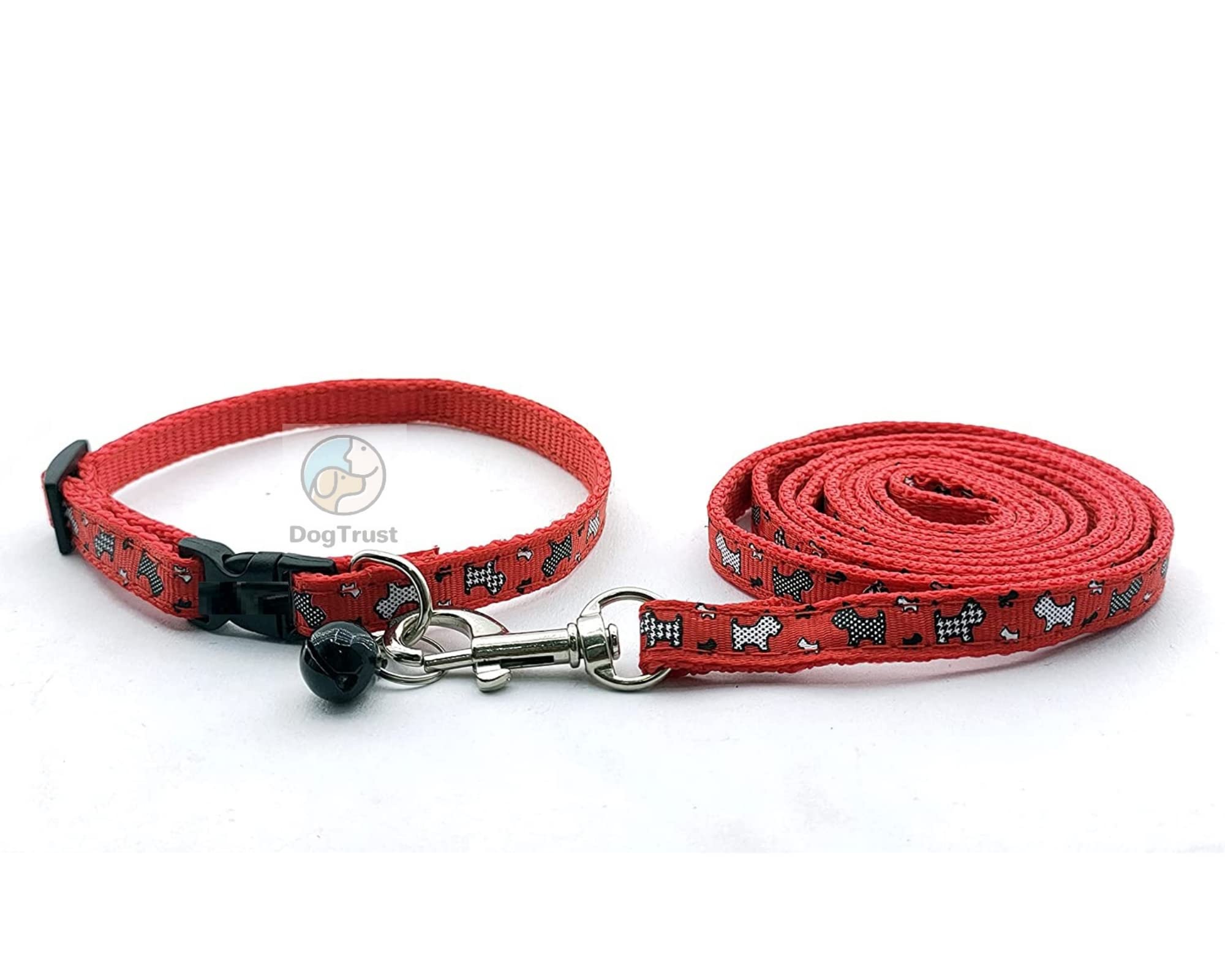 Dog Trust Dog Collar and Leash Set Puppy Animal Printed, Adjustable Nylon Collar with Leash for Cat and Puppy, Quick Release and Breathable Collar Set for Puppies, Dog & Cat 10 MM (Sky Blue) (Red) (B09Z7WJDKG) Amazon Price History, Amazon Price Tracker