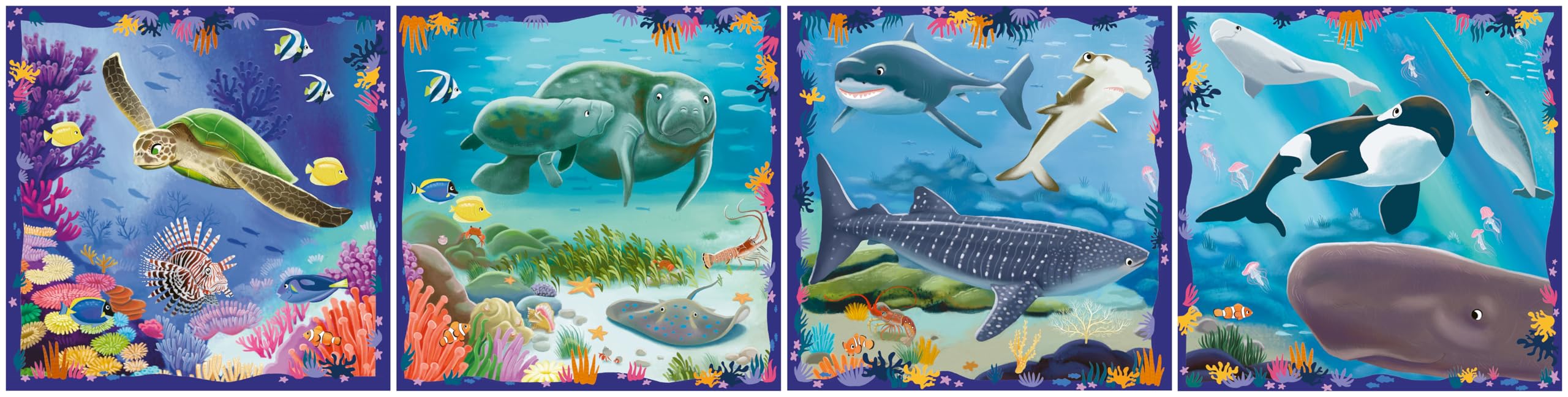Ravensburger 12004004 Sea Animals 12004004-4 Puzzles with 64, 72, 81, 90 Pieces to Combine and with Extra Knowledge Book - Image 3