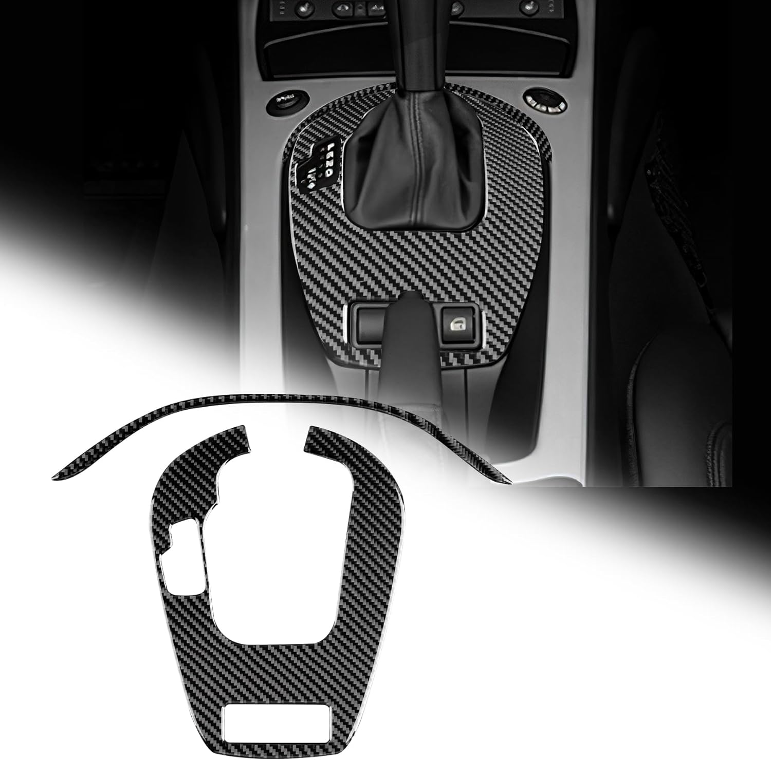 AIRSPEED Carbon Fiber for BMW Z4 E85 E86 2003 2004 2005 2006 2007 2008 Car Gear Shift Inner Frame Cover Center Console Gear Box Trim Accessories, Automatic Transmission Black