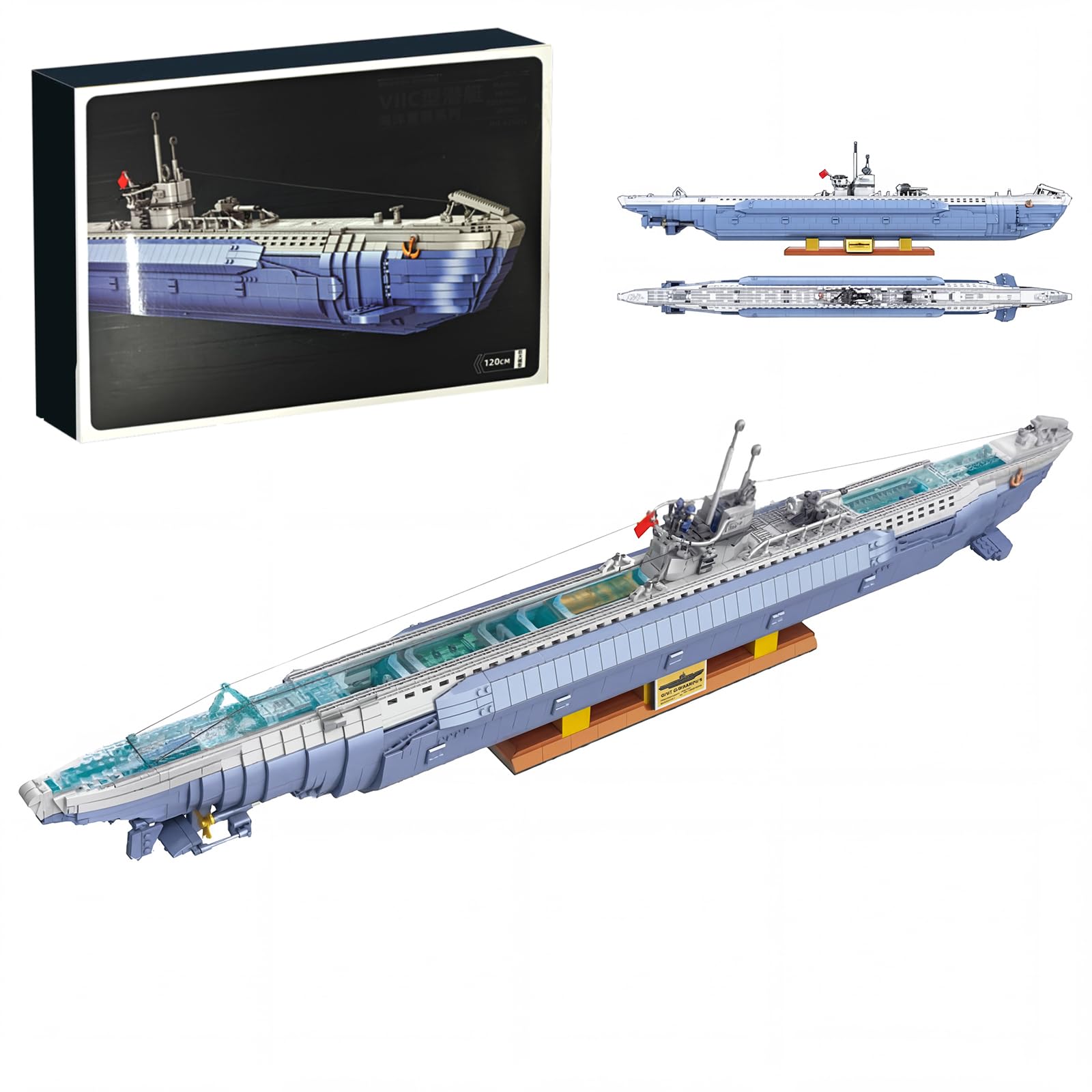WWII U-552 Submarine U-Boot Klemmbausteine Technik - 6172 Teile 102 cm Länge Deutsches Schlachtschiff, Military Series MOC Sets für Erwachsene Kompatibel mit Panlos