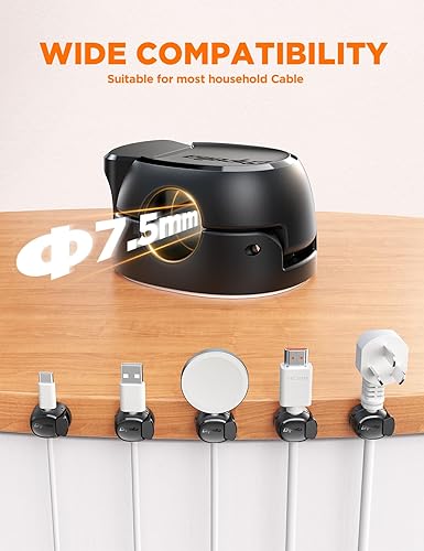Miniatura 6 de Paquete de 8 organizadores de cables doble resorte y cierre, máxima seguridad clips para cables, gestión de cables de Chfeila - Soporte adhesivo de