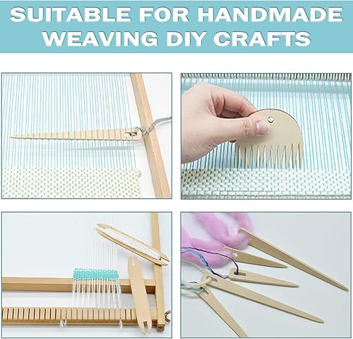 Miniatura 6 de Juego de herramientas de tejido de madera, con aguja de ganchillo y peine de madera para tejer Inkle Loom de punto suministros de manualidades
