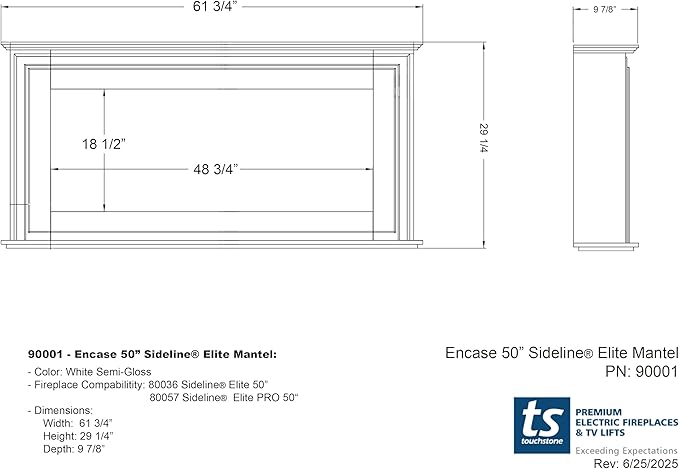 Chimenea Eléctrica Touchstone Sideline Elite 50" 1500W con Marco miniatura 10