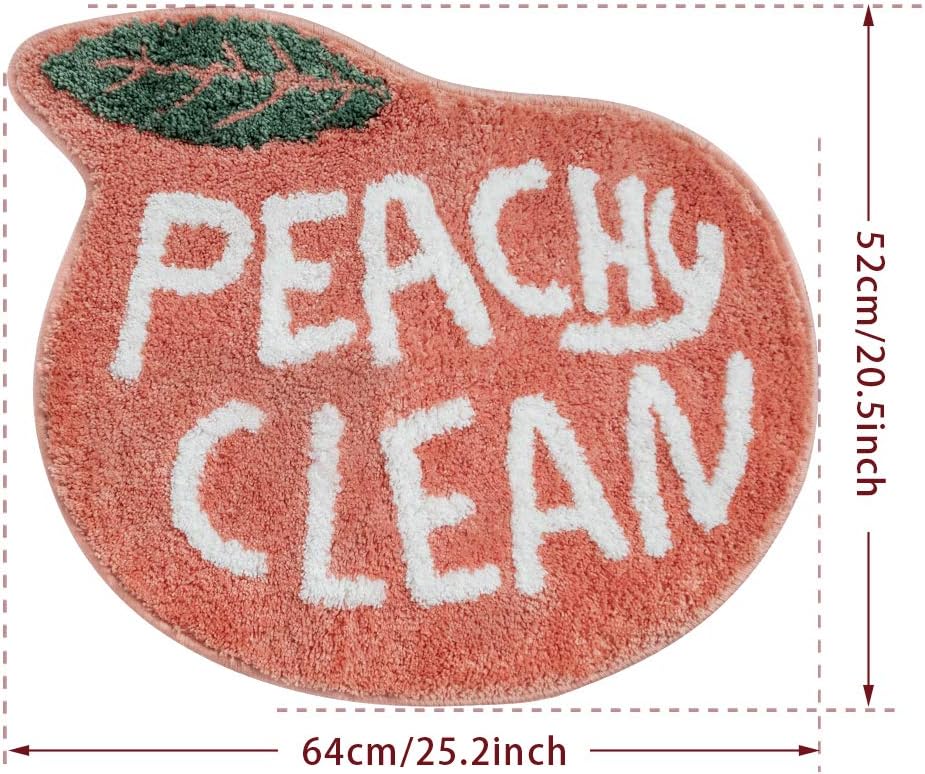 RORA Peach Bath Mat Peachy Clean Bath Mats for Bathroom Non Slip Coral Pink Bathroom Rugs Washable Bathtub Mat Toilet Rug(25.2"X20.5")