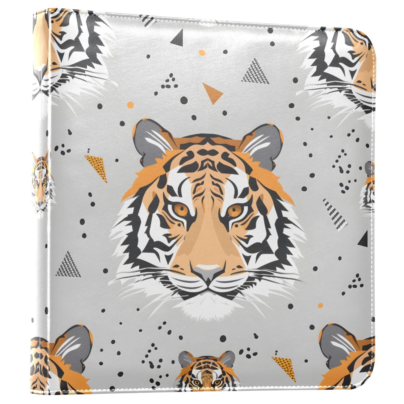 JIPONI Tigers Head Pattern Large Photo Album, DIY Leather Cover Scrapbook Albums for 4x6 5x7 6x8 Pictures, Self Adhesive Memory Book for Wedding, Baby, Family