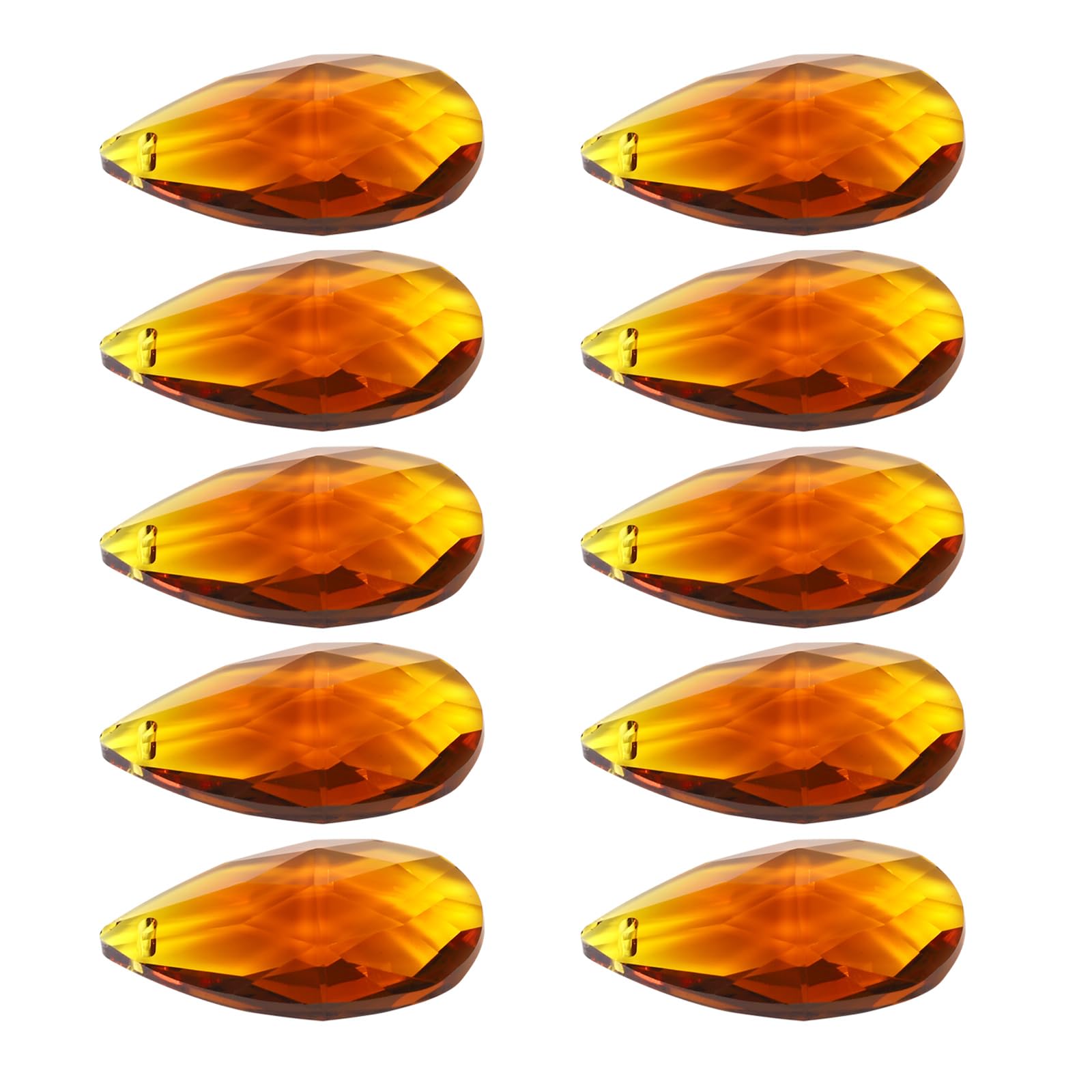 YOKIVE 10 Pcs K9 Crystal Pendants Teardrop Beads, Crystals Prisms Charms Hanging Dangle with Hole Great for Windows Lamp Decorations (Amber, 1.5 Inch)