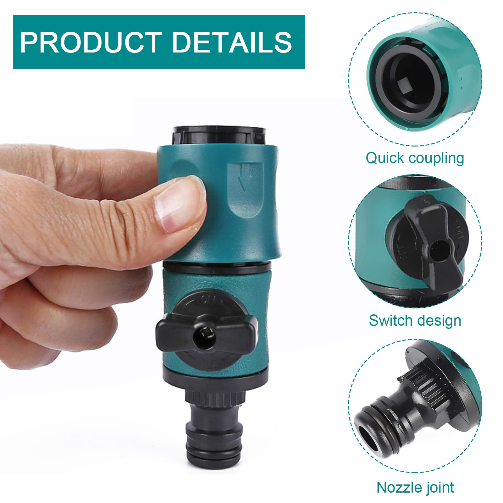 Mivos 2 x tuinslang, snelkoppeling met afsluitventiel, slangkoppeling met regelventiel, waterstop voor 1/2 inch (13 mm) slang, aansluitonderdelen voor