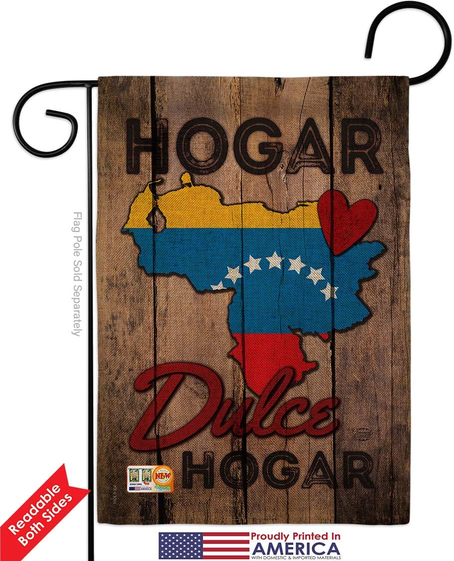 Country Venezuela Hogar Dulce Garden Flag Set with Stand Regional Nation International World Particular Area Small Decorative Gift Yard House Banner Double-Sided Made In USA 13 X 18.5