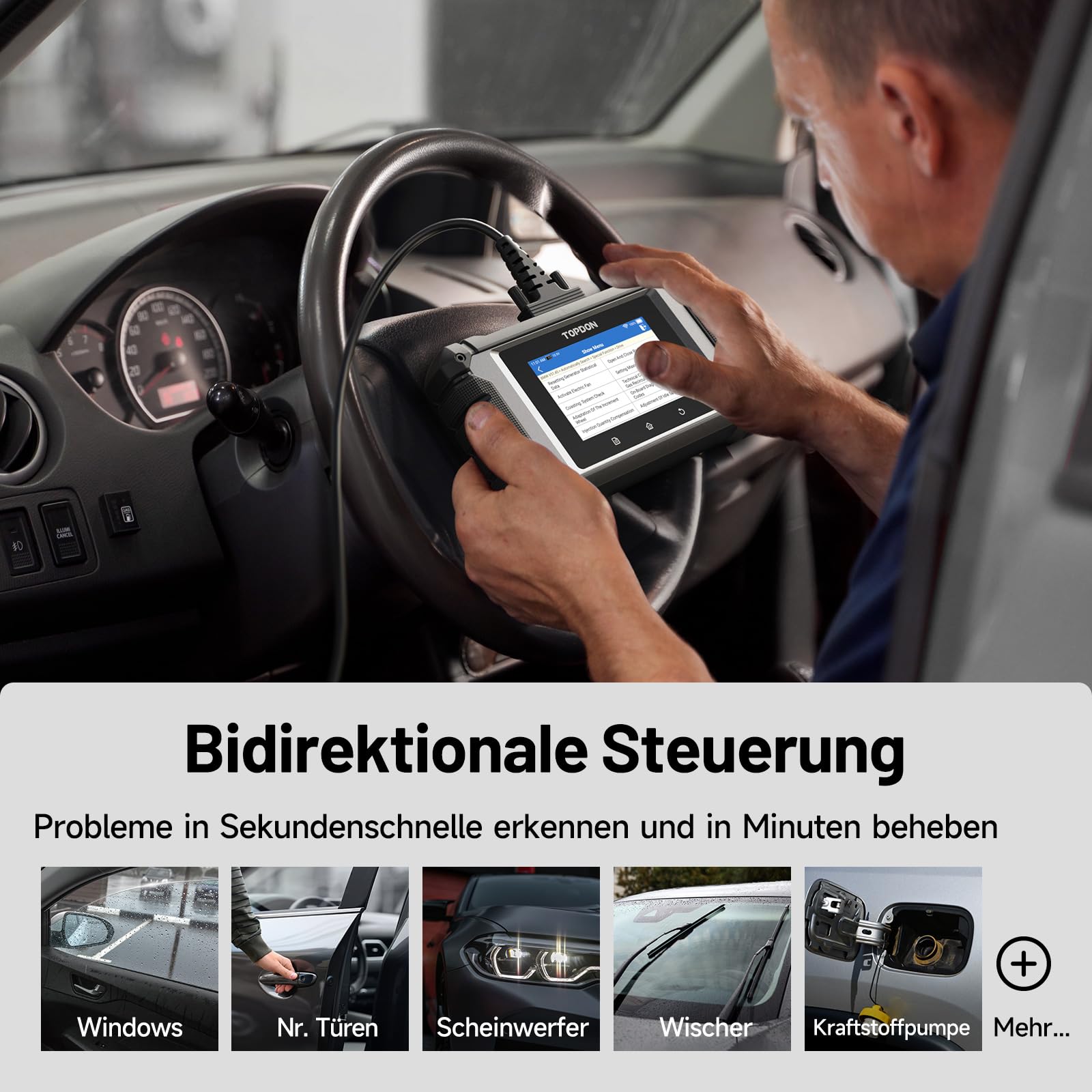 TOPDON ArtiDiag EU Auto OBD2 Diagnosegerät für BMW/Benz/V.A.G, Vollsystem Diagnose, Bidirektionale Steuerung/Aktiver Test, ECU Online Codierung, Lebenslange Kostenlose Updates