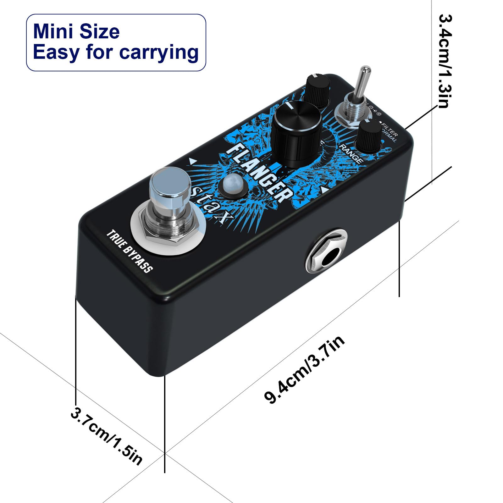 Stax Klassisches Analoges Flanger Gitarren-Effektpedal, mit Speziellem Vibrations-Rauscheffekt, Schwarz