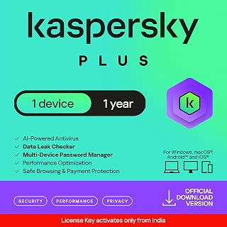 Kaspersky Plus Security 2025 | 1 Device | 1 Year | Digital Download | Instant Delivery - No CD Price In India