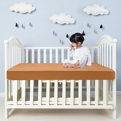 Miniatura 7 de Redbaker Juego de 4 sábanas de muselina para cuna para niños y niñas, de 24 x 38 pulgadas, sábanas bajeras de algodón neutro, suaves y transpirables