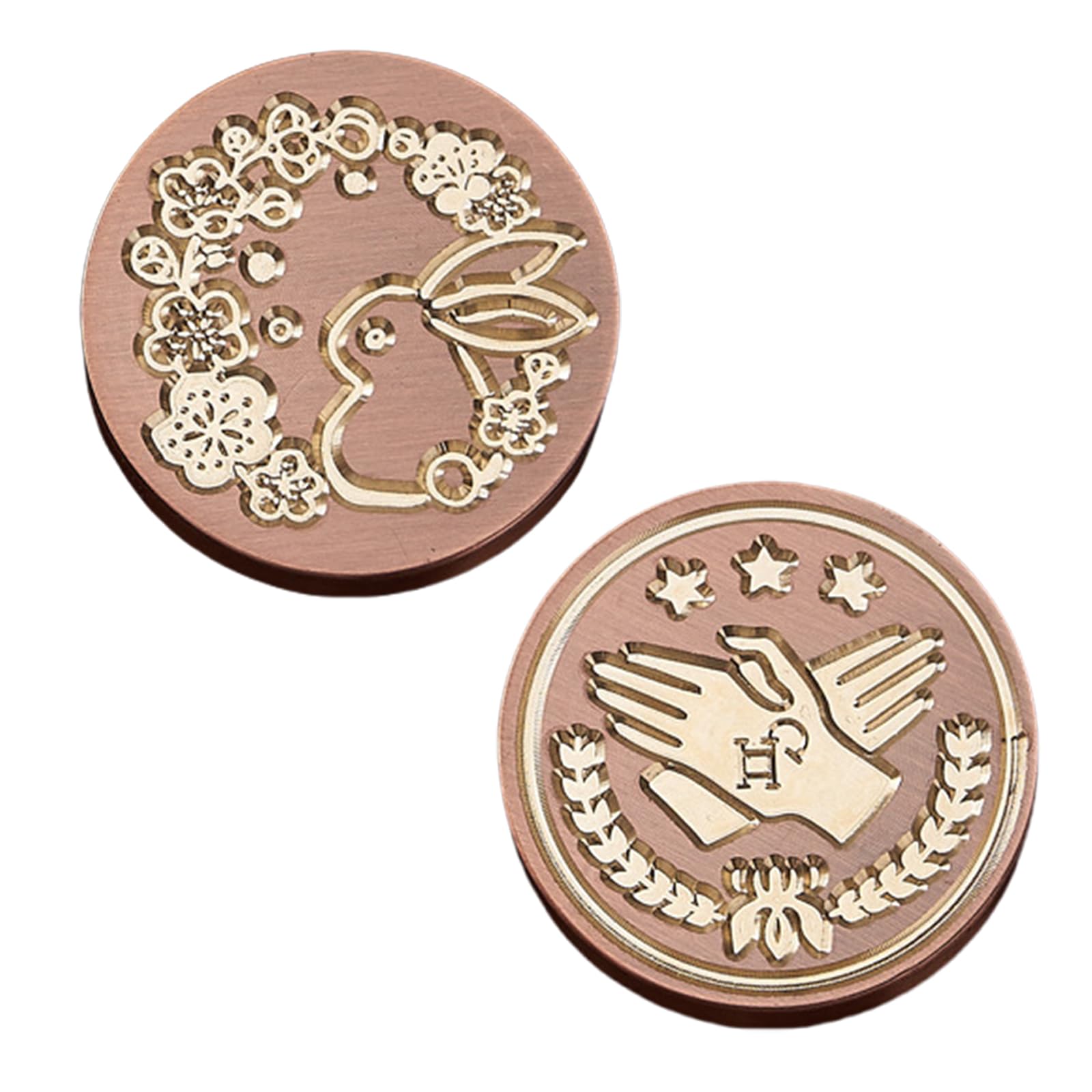 Kalttoy 2Pieces Vintage Seal Stamp Head Replacement Antique Embossed Sealing Stamp Head for Seal Envelope Invitation Decoration Stamping